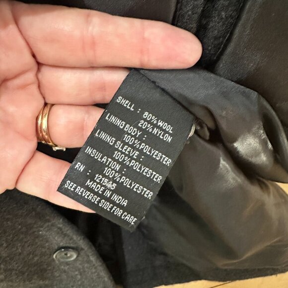 LONDON FOG Wool Insulated Charcoal Button Coat Jacket Size Large - Picture 9 of 10